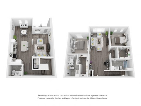 Floor plan for 2 beds, 2.5 baths, 1716 sqft